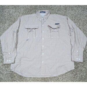 Columbia PFG Shirt Mens Large Omni Shade Pefomance Fishing Vented Super Bahama